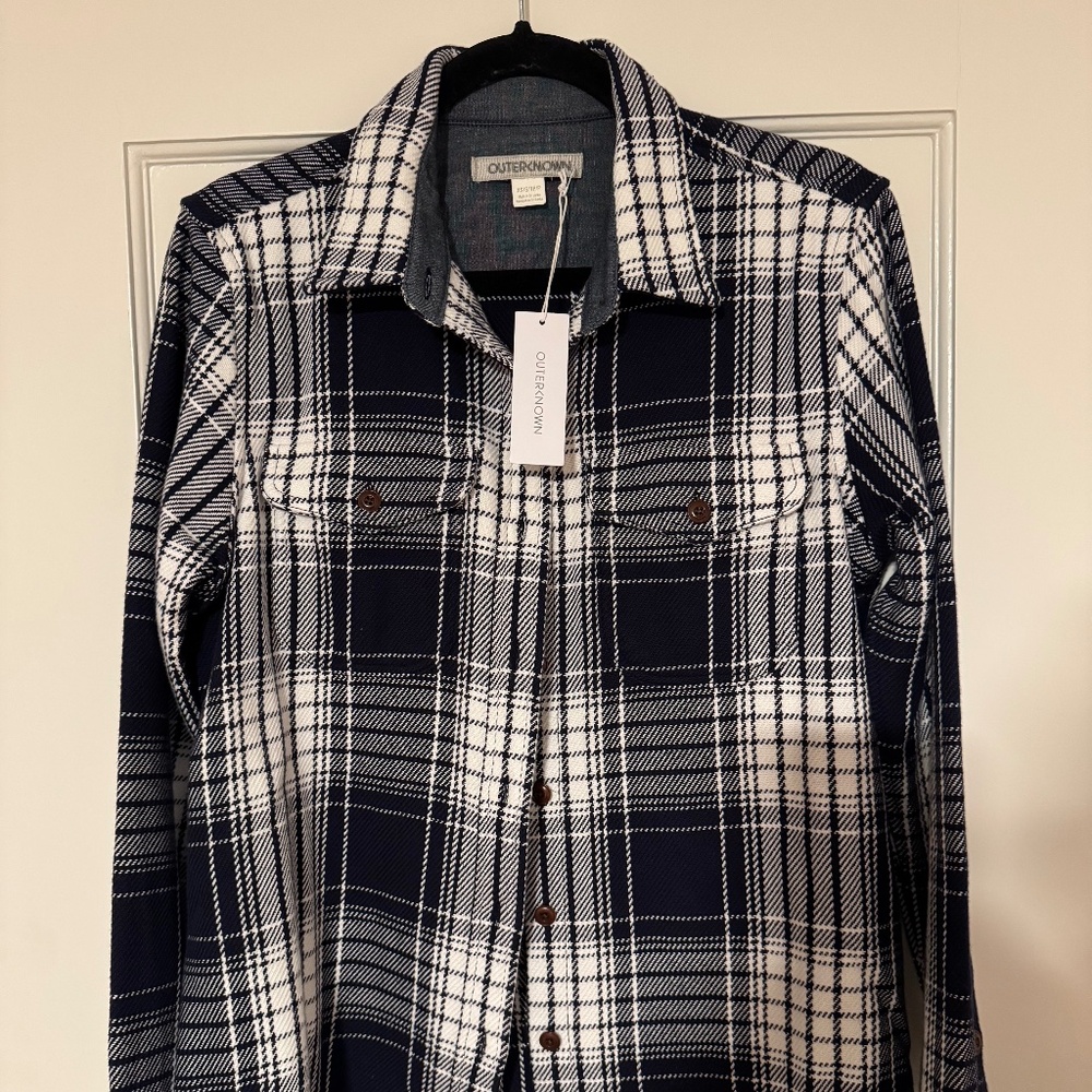 Outerknown Blanket Shirt Atlantic Blue Bigbury Plaid XS/S NWT